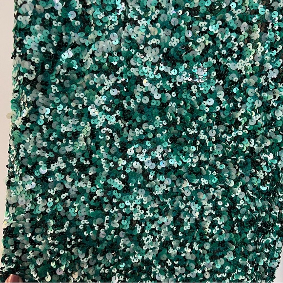 Retrofete Teal Sequin High Rise Wide Leg Pants Lyra Mermaid Size 6 $595 - Picture 5 of 13